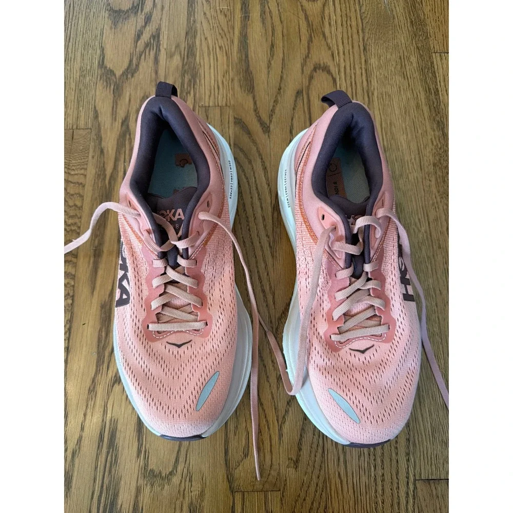Hoka Bondi 8 Womens Running Shoes Elderberry Peach Coral 1127952 EPCL Size 8.5B